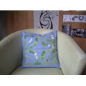 Housse de Coussin Carré 40cm Croix marquisienne Bleu ciel fond Vert 