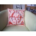 Housse de Coussin Carré 40cm Union Saumon fond Orange 