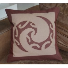 Housse de Coussin Carré 40cm Vagues Marron fond Marron glacé