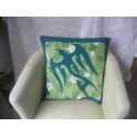 Housse de Coussin Carré 50cm Oiseau Vert foncé fond Vert 