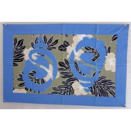 Tifaifai rectangle 40-60cm Coquillages Bleu fond Gris