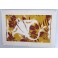 Tifaifai rectangle 40-60cm Raie Ecru fond Moutarde