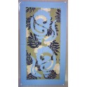 Tifaifai rectangle 40-70cm Coquillages Bleu ciel fond Gris 