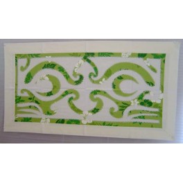 Tifaifai rectangle 40-70cm Tiki Blanc fond Vert
