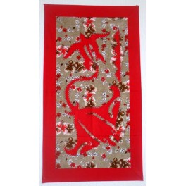 Tifaifai rectangle 40-70cm Tortue-Raie Rouge fond Marron rouge 