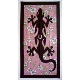 Tifaifai rectangle 60-110cm Lézard Marron fond Rose