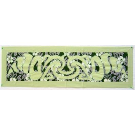 Tifaifai rectangle 35-125cm Coquillages Vert amande fond Vert foncé gris