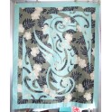 Couvre-lit gris, dessus de lit, tenture - Patchwork Hippocampe vert