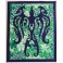 Tifaifai rectangle 90-110cm Oiseau de face Bleu marine fond Vert blanc