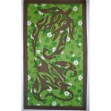 Tifaifai rectangle 80-130cm Raie Tortue Gris taupe fond Vert 